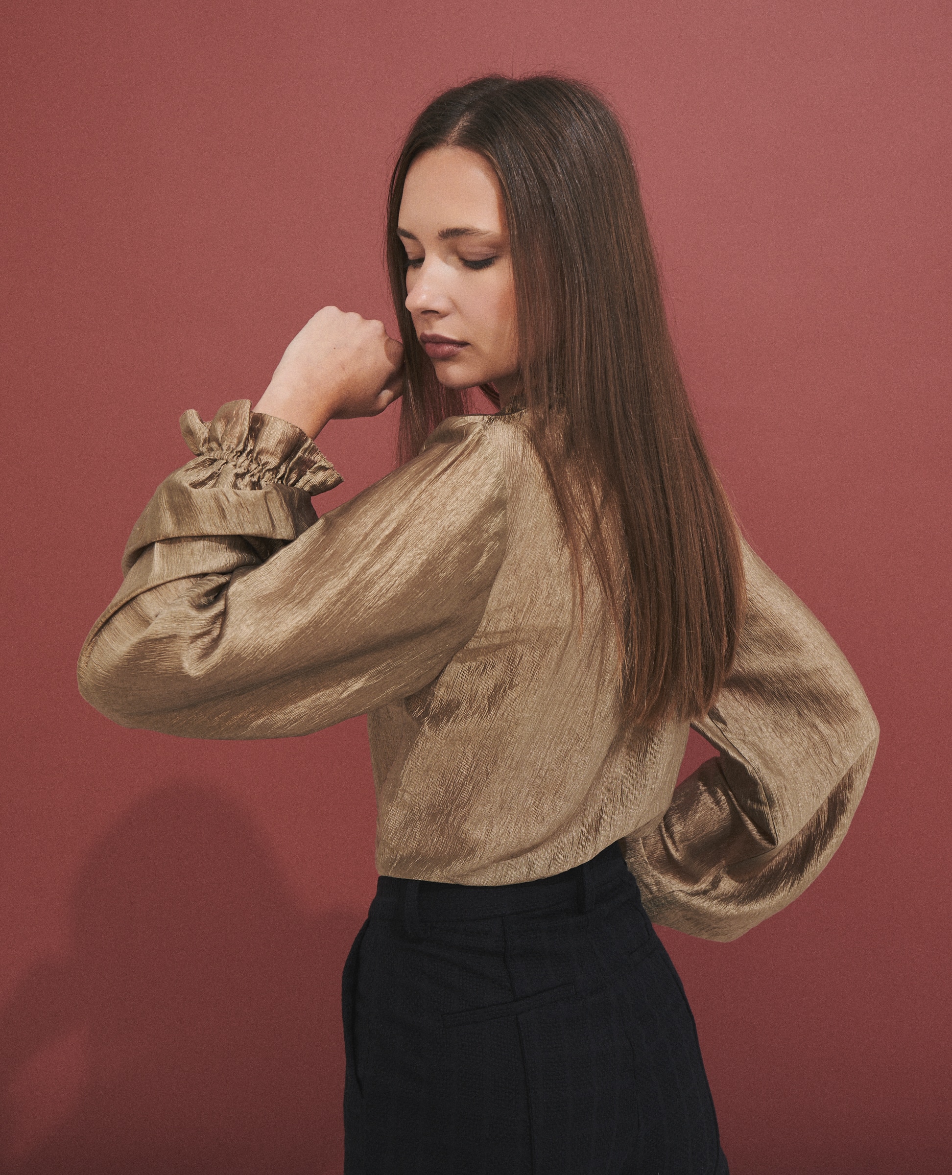 Blusa de mujer con tejido texturizado - Hannibal Laguna Collection - Oro Oro-5