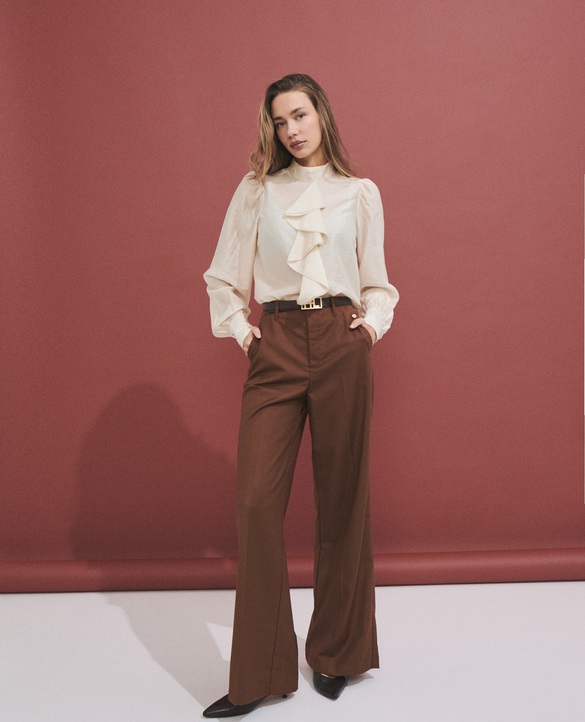 Pantalón de mujer de corte ancho - Hannibal Laguna Collection - Caramelo Caramelo-1