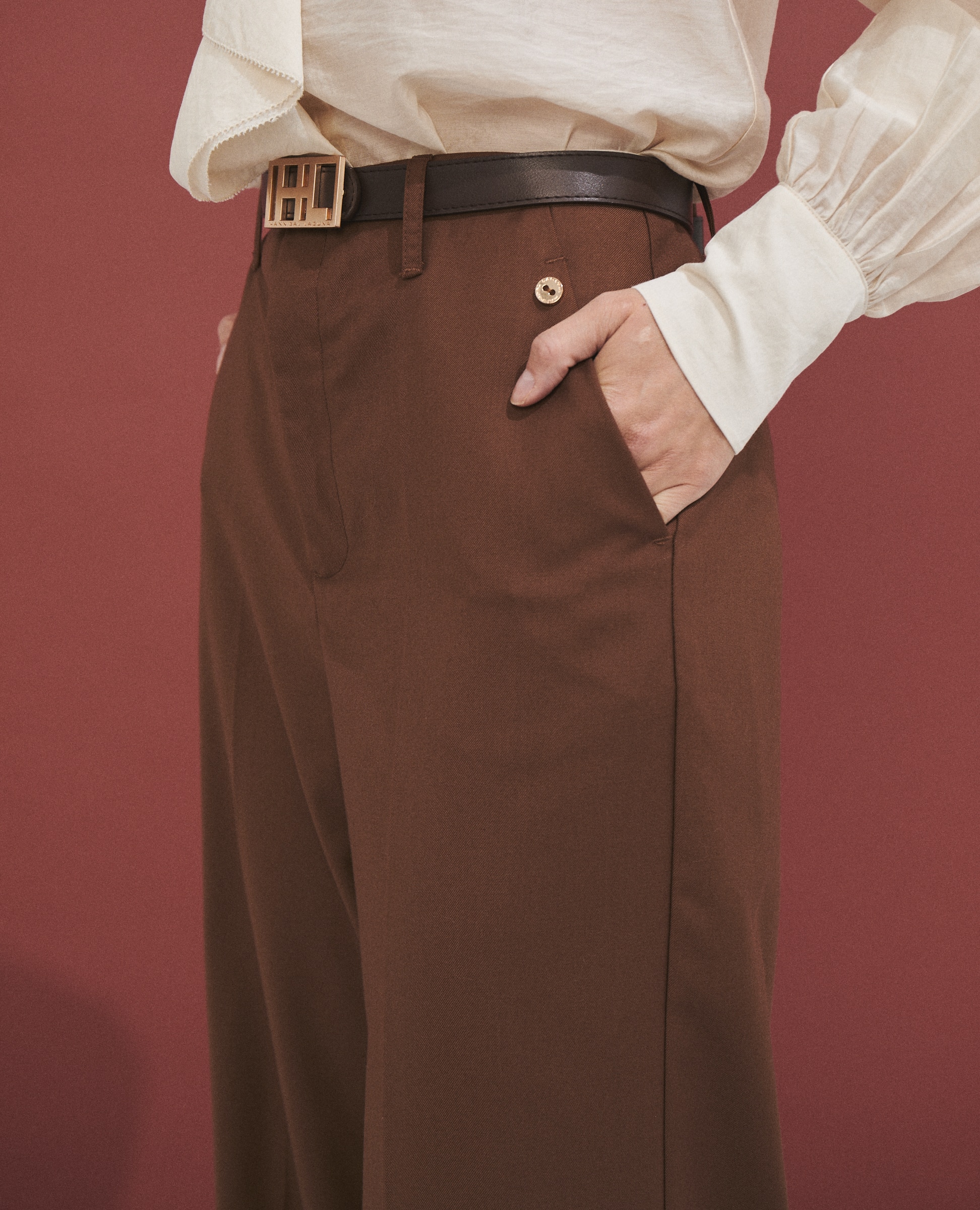 Pantalón de mujer de corte ancho - Hannibal Laguna Collection - Caramelo Caramelo-2
