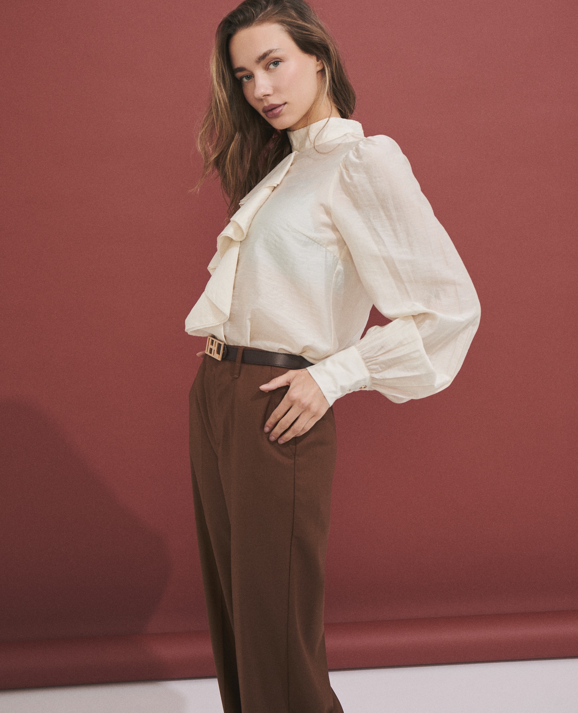 Pantalón de mujer de corte ancho - Hannibal Laguna Collection - Caramelo Caramelo-3