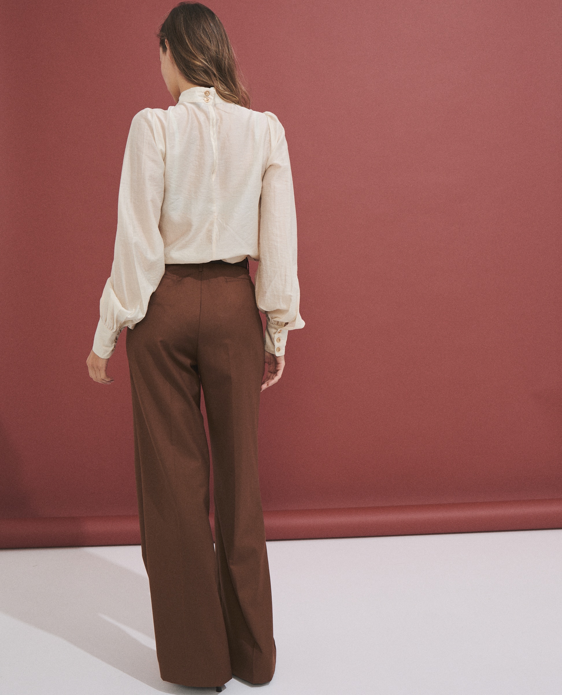 Pantalón de mujer de corte ancho - Hannibal Laguna Collection - Caramelo Caramelo-4