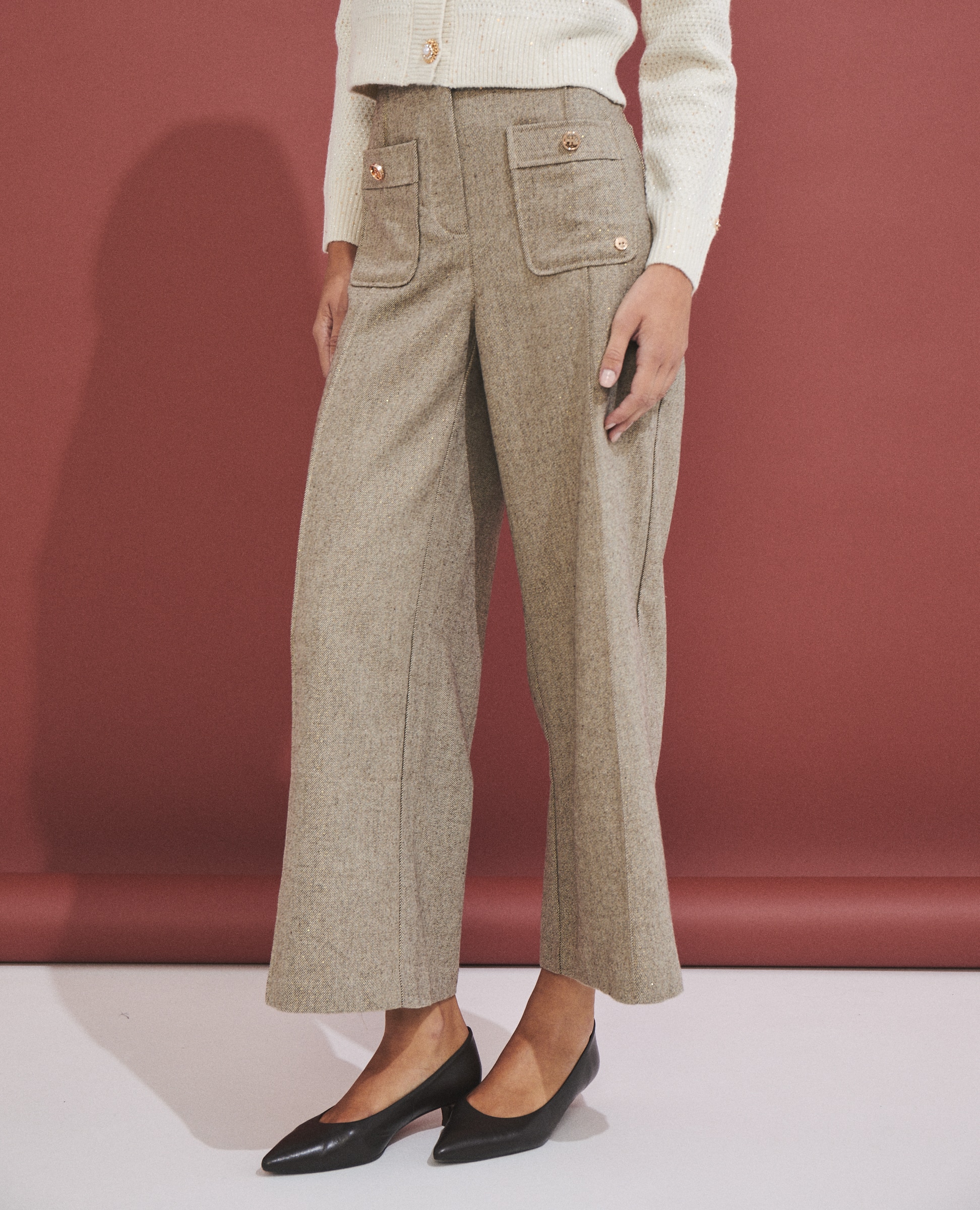 Pantalón de mujer ancho con bolsillos - Hannibal Laguna Collection - Natural Natural-2