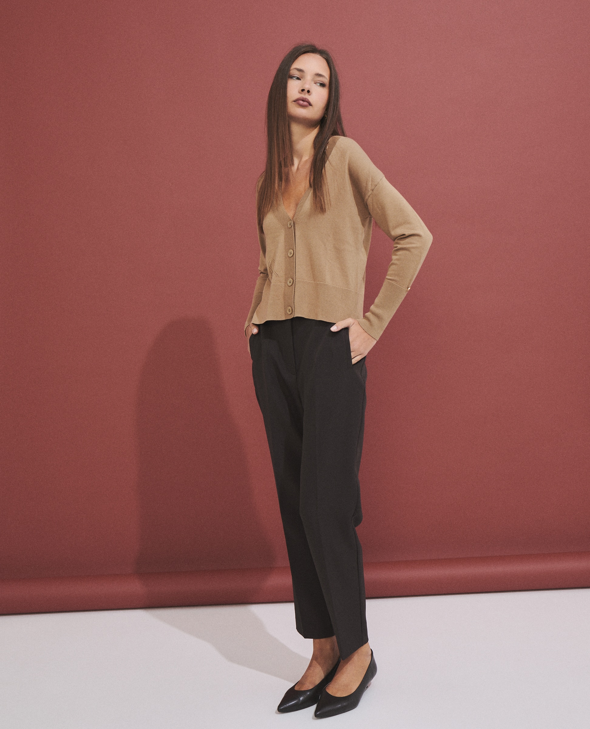 Pantalón de mujer de corte slim - Hannibal Laguna Collection - Marrón Marrón-1
