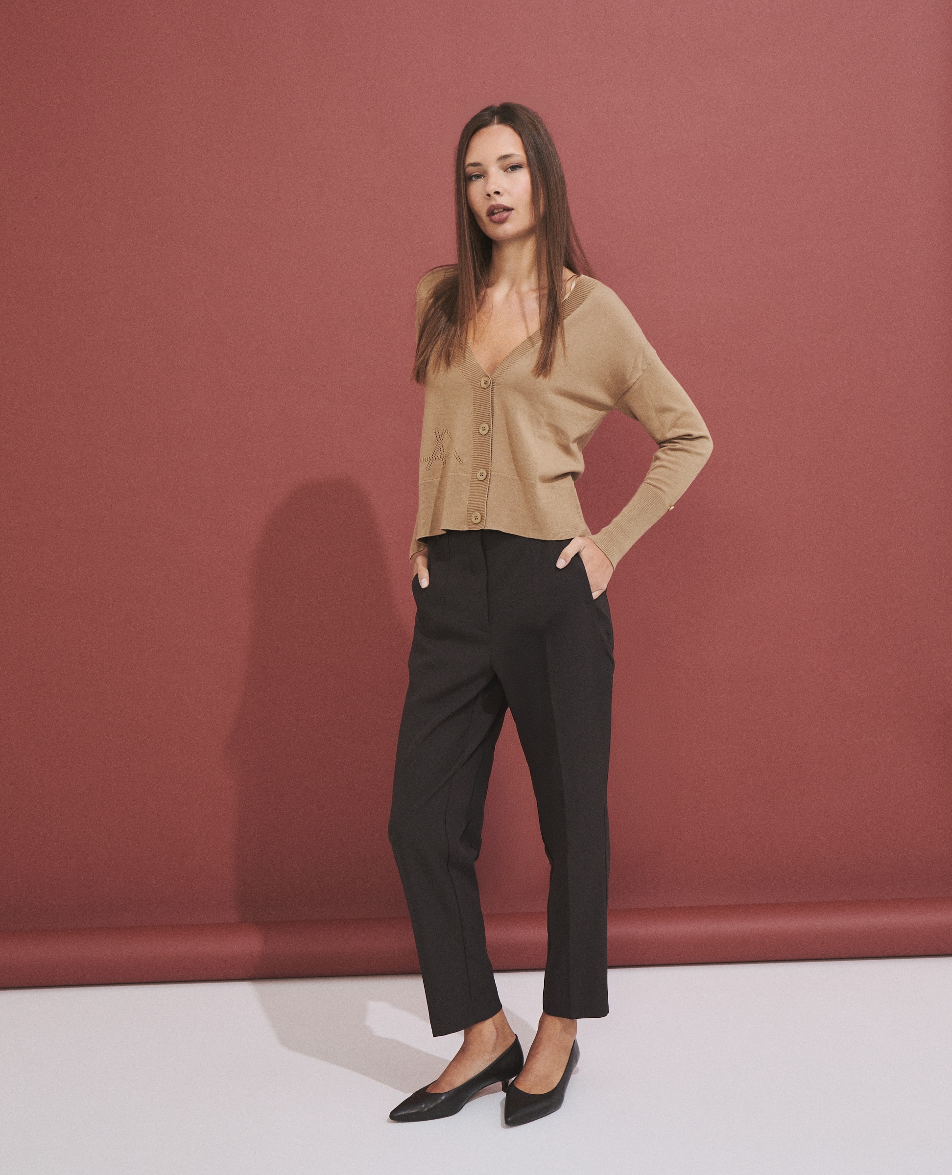 Pantalón de mujer de corte slim - Hannibal Laguna Collection - Marrón Marrón-2