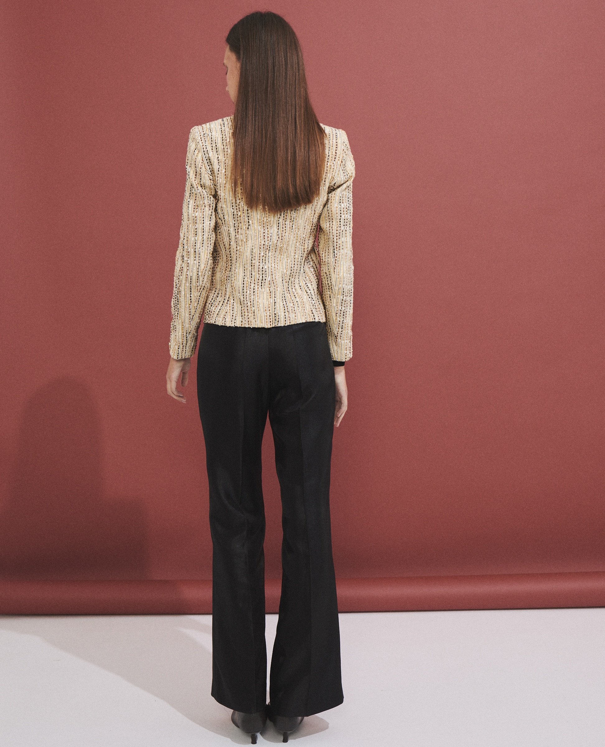 Chaqueta de mujer con tejido tipo tweed - Hannibal Laguna Collection - Beige/Marrón Beige/Marrón-5