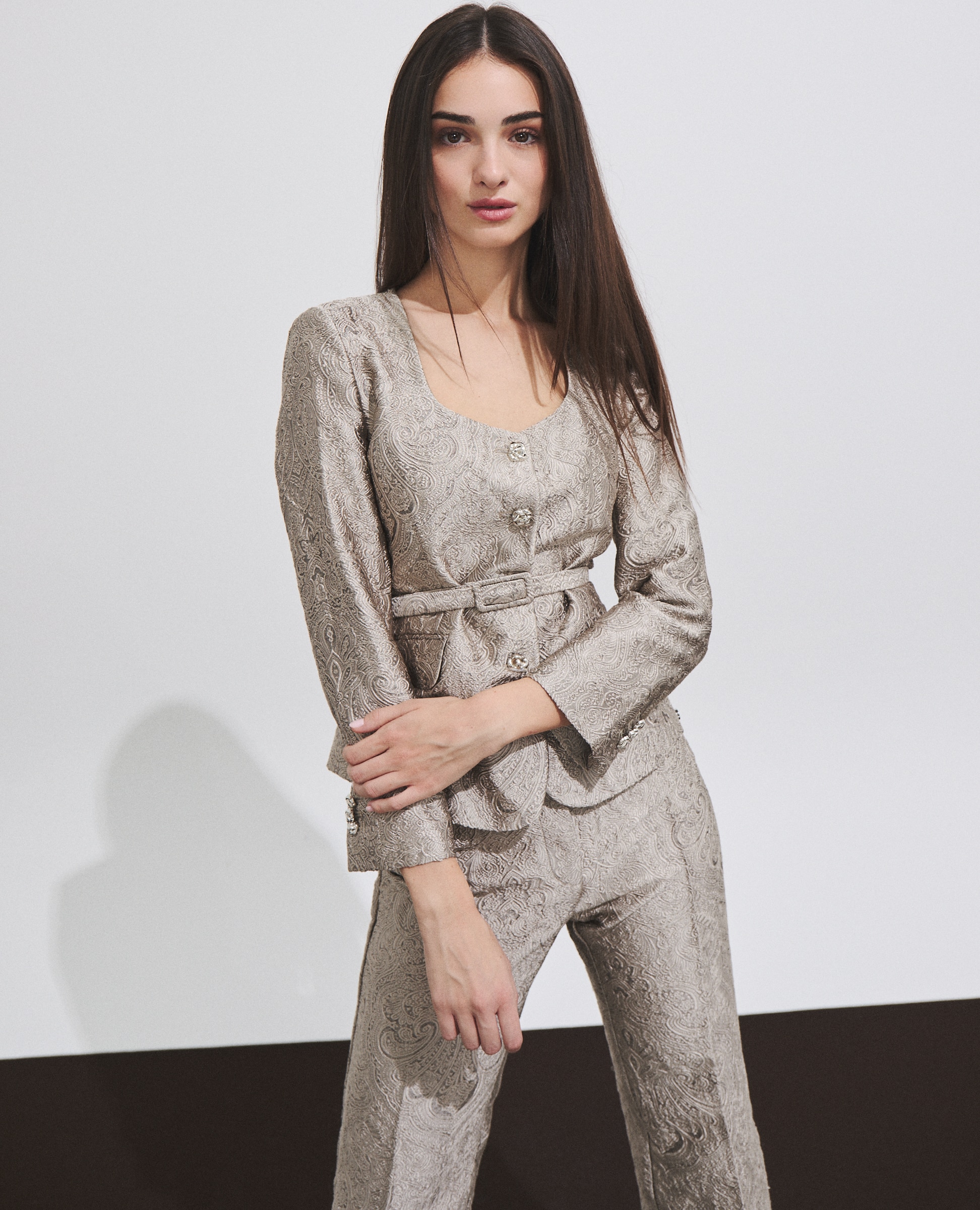 Imagen 2 de Pantalón de mujer con tejido jacquard - Hannibal Laguna Collection - Gris Gris