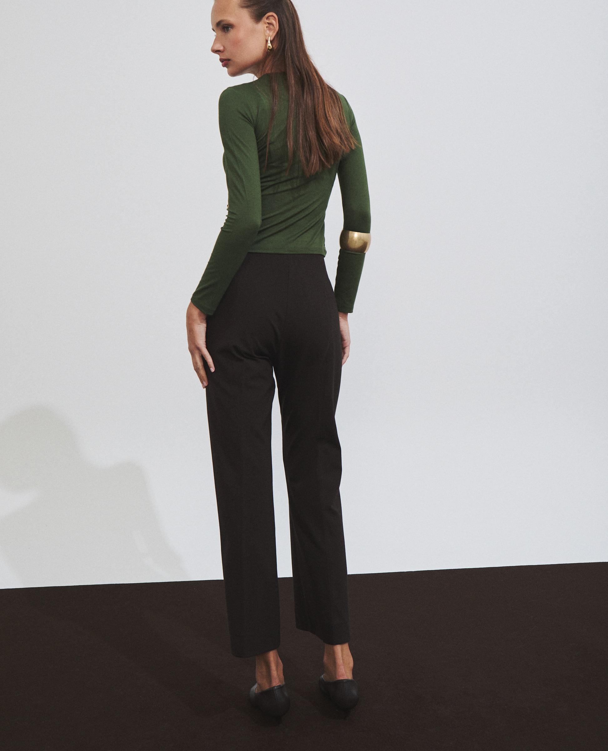 Camiseta de mujer con drapeado - Hannibal Laguna Collection - Verde Verde-4