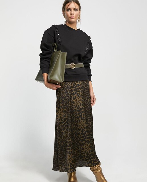 Falda midi estampado animal print
