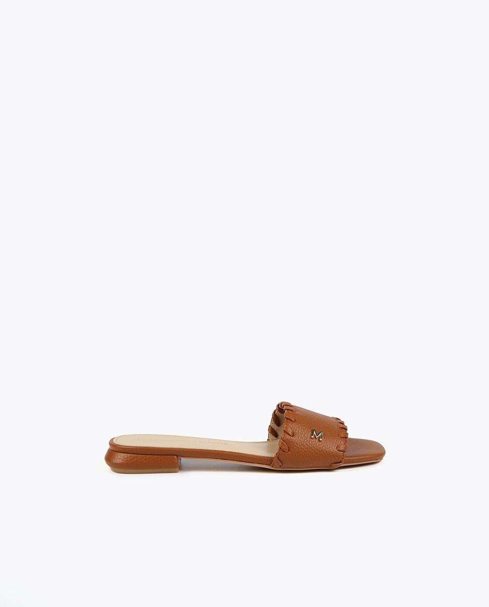Sandalias planas de mujer tipo pala con logo - Lola Casademunt - Marrón Marrón-1