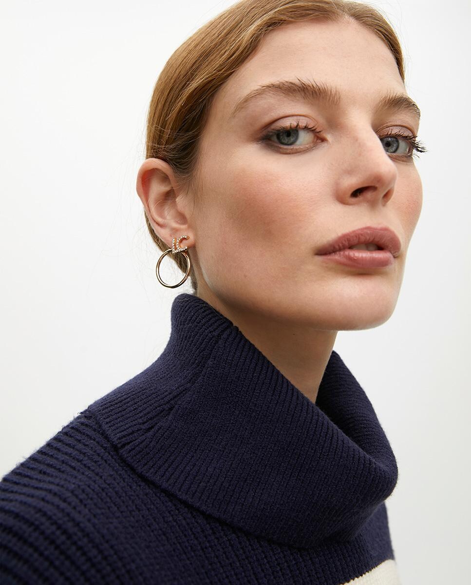 Pendientes  LC joya de aro frontal Blanco-7