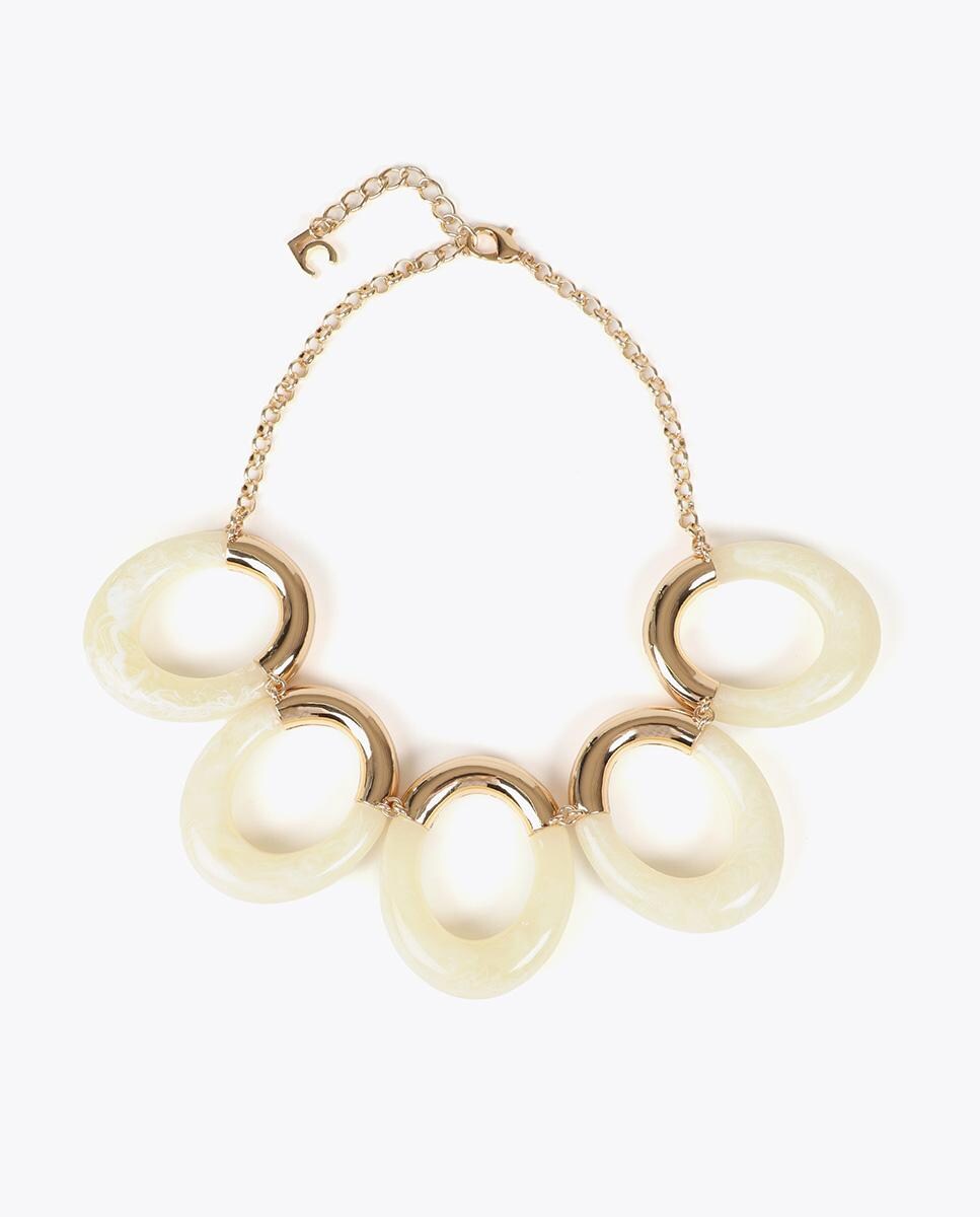 Collar de óvalos combinados acrílico y metal Blanco-1