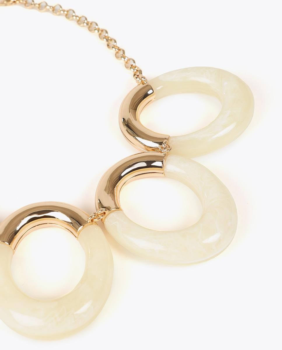 Collar de óvalos combinados acrílico y metal Blanco-3