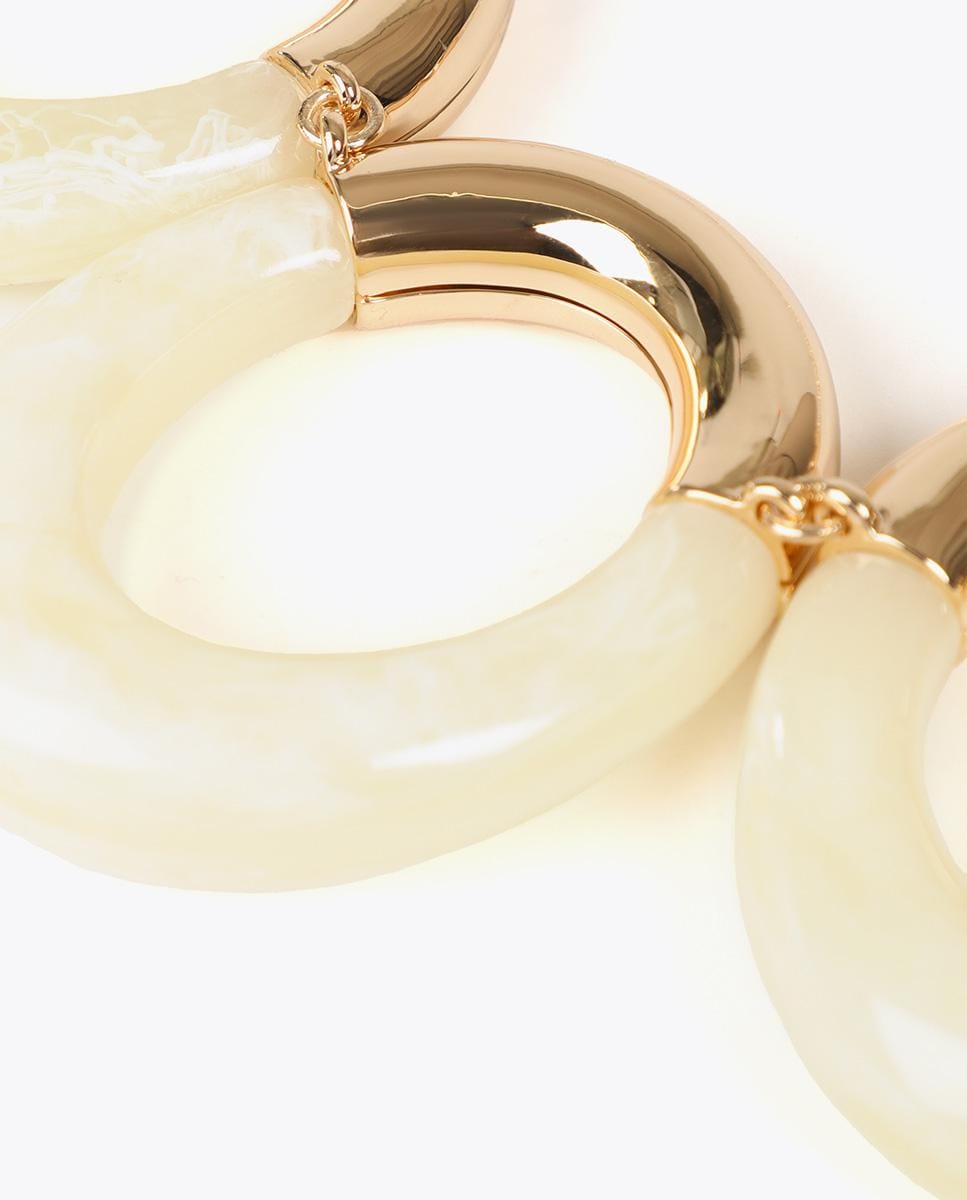 Collar de óvalos combinados acrílico y metal Blanco-4