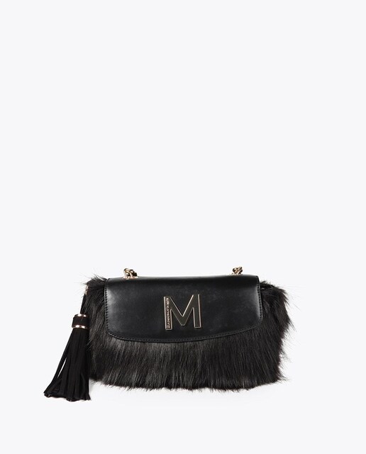 Imagen 0 de Bandolera de mujer con detalle de pelo y solapa