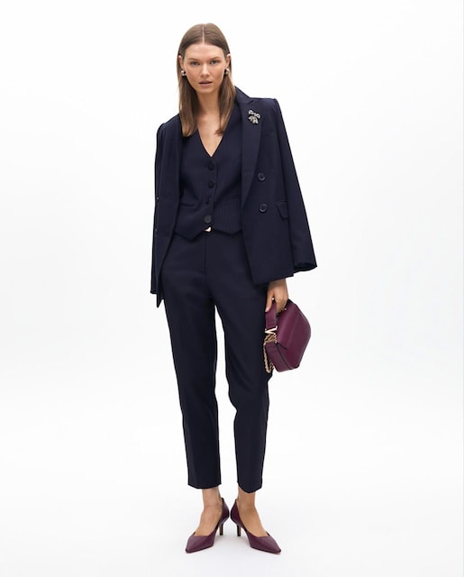 Imagen 0 de Pantalón chino de mujer con cintura elástica logotipada en strass