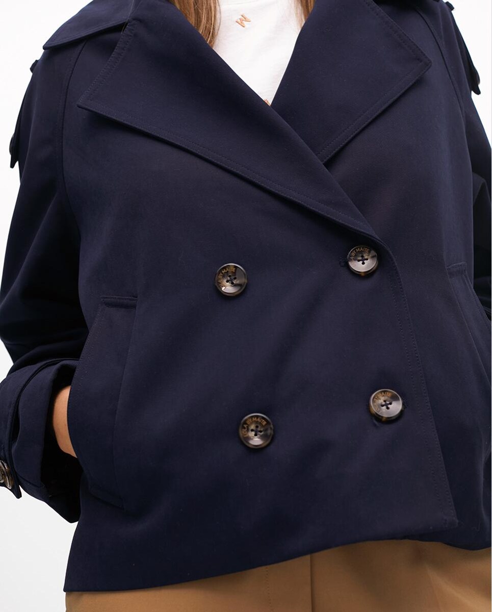 Gabardina Corta De Mujer Con Doble Botonadura - Ligera, Para Otoño, Tallas S/M/L | Elegante Y Moderna