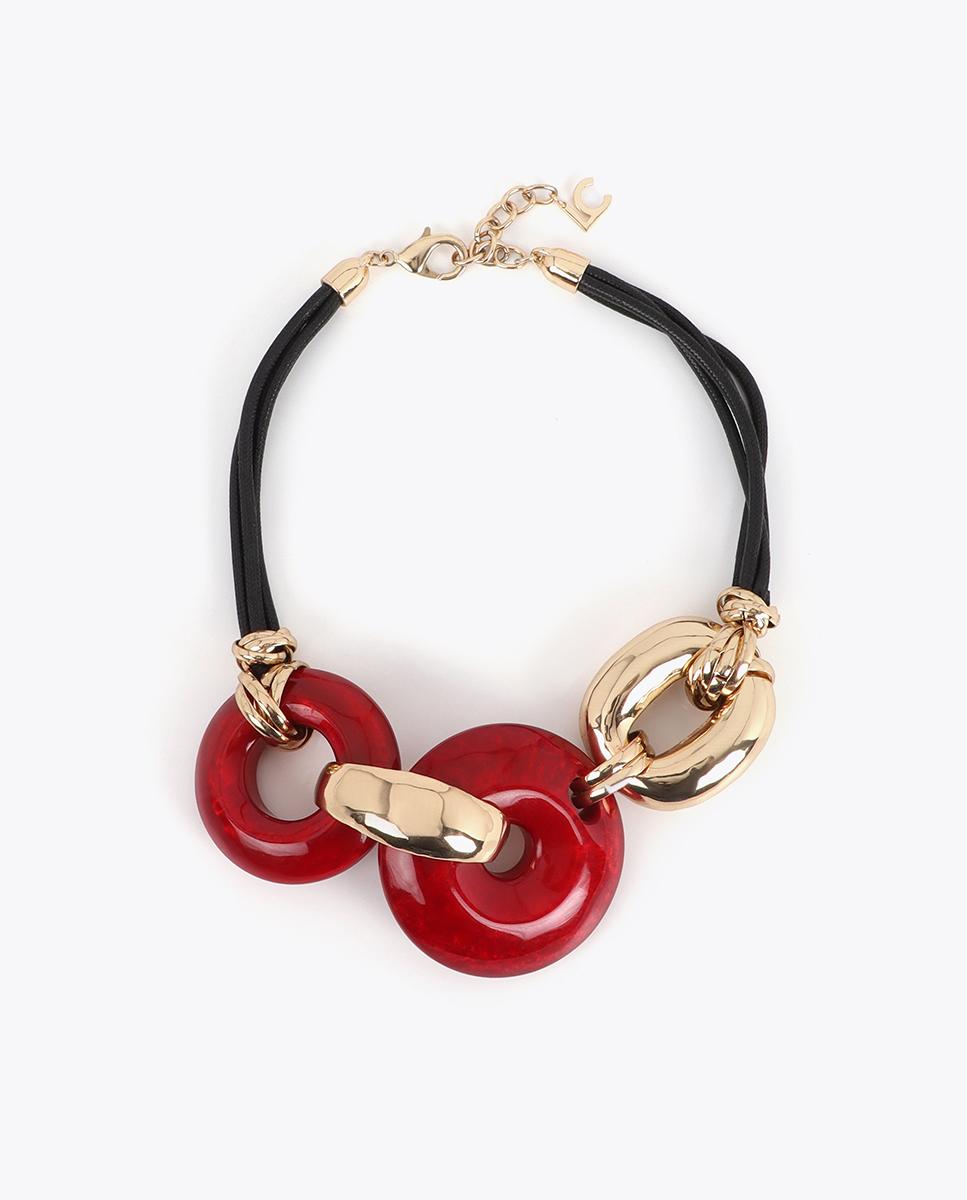 Imagen 0 de Collar corto con discos acrílicos Rojo