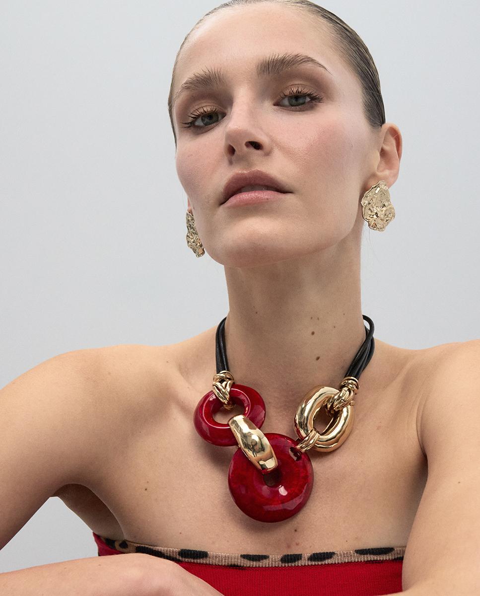 Collar corto con discos acrílicos - Lola Casademunt - Rojo Rojo-5