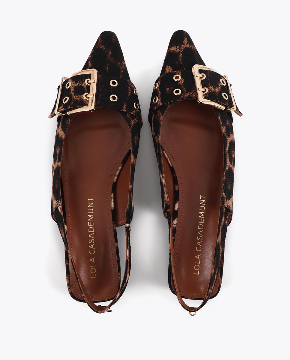 Zapatos de salón de mujer animal print con detalle de hebilla - Lola Casademunt - Beige/Marrón Beige/Marrón-4
