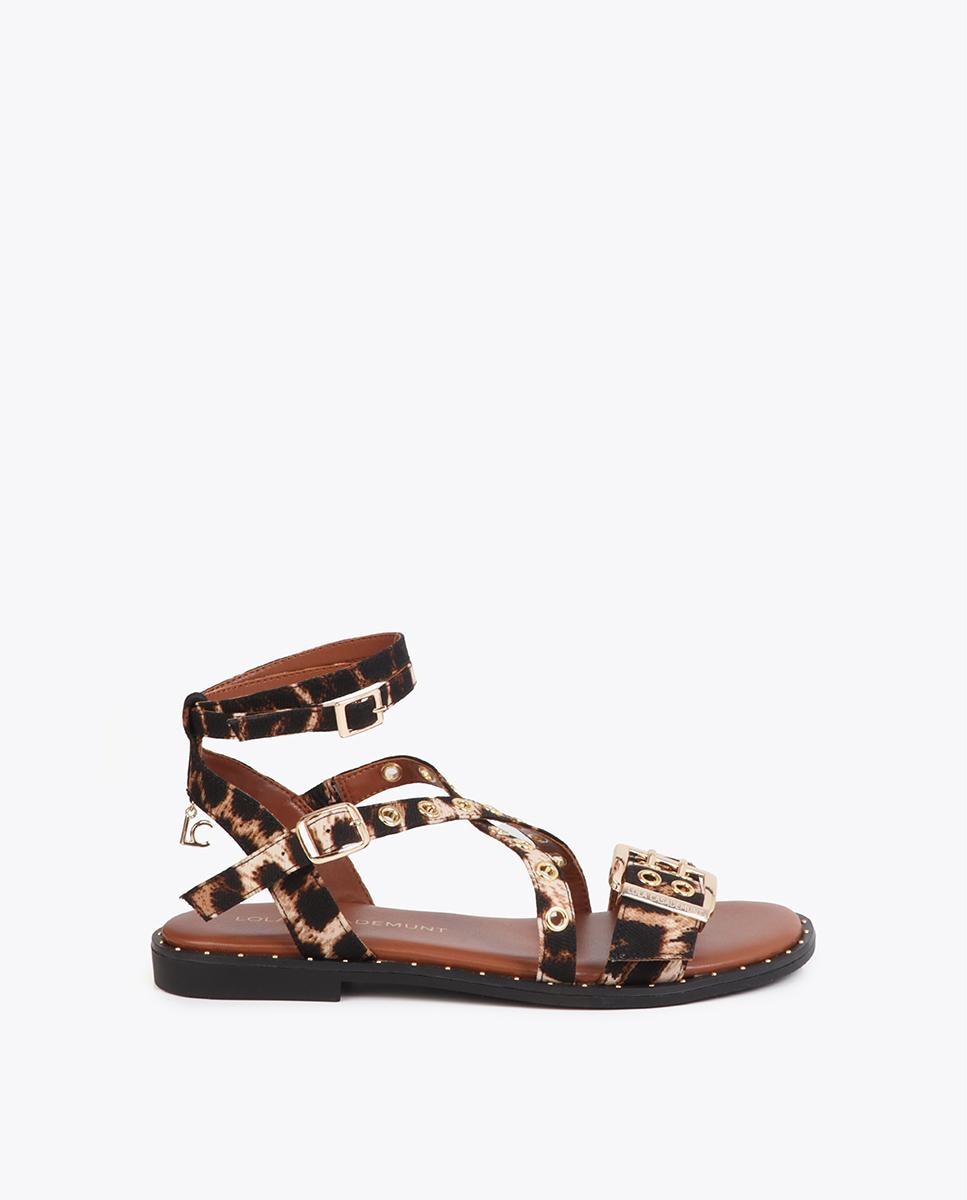 Lola Casademunt - Sandalias romanas de mujer animal print con tiras y hebillas personalizadas.