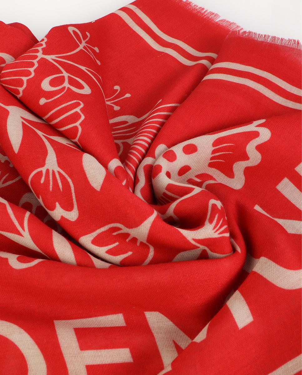 Fular con estampado floral en tejido ligero y suave - Lola Casademunt - Rojo Rojo-4