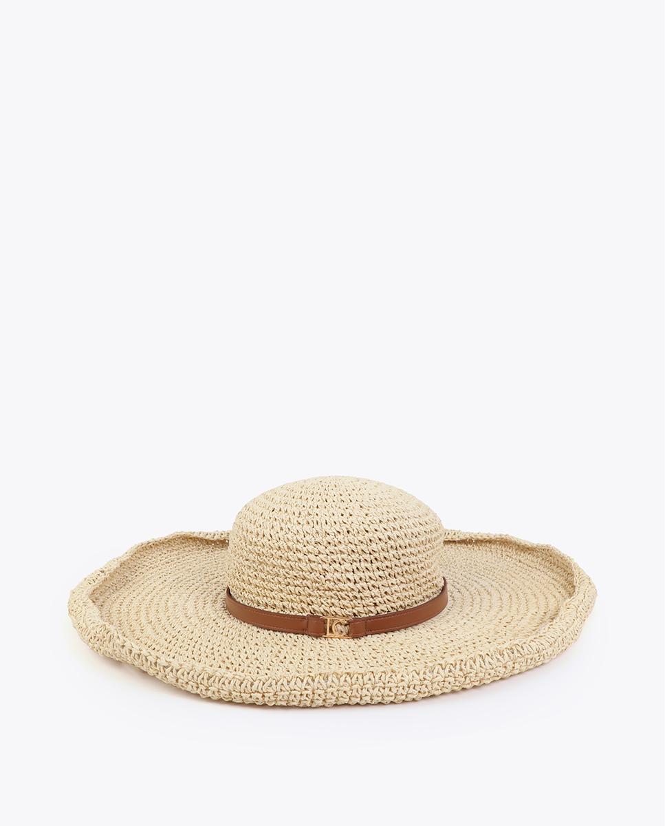 Sombrero de mujer efecto rafia de ala ancha - Lola Casademunt - Canela Canela-1