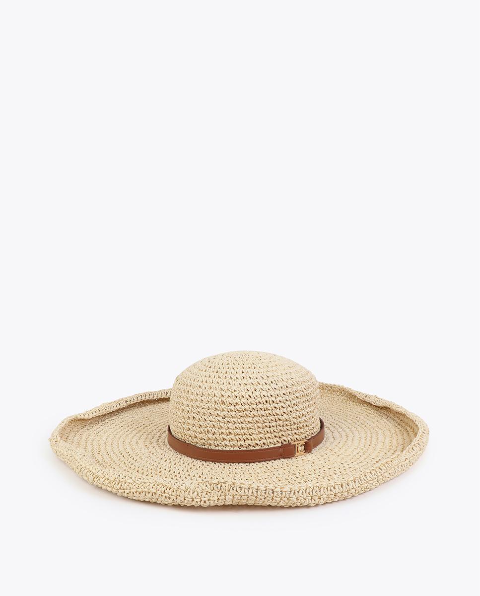 Sombrero de mujer efecto rafia de ala ancha - Lola Casademunt - Canela Canela-3