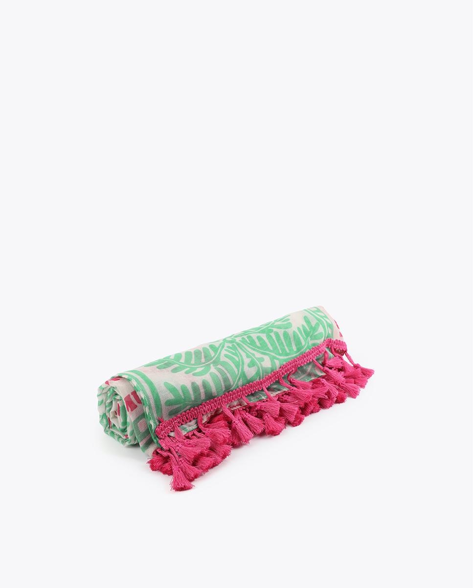 Pareo de motivos tropicales con flecos - Lola Casademunt - Verde Agua Verde Agua-2