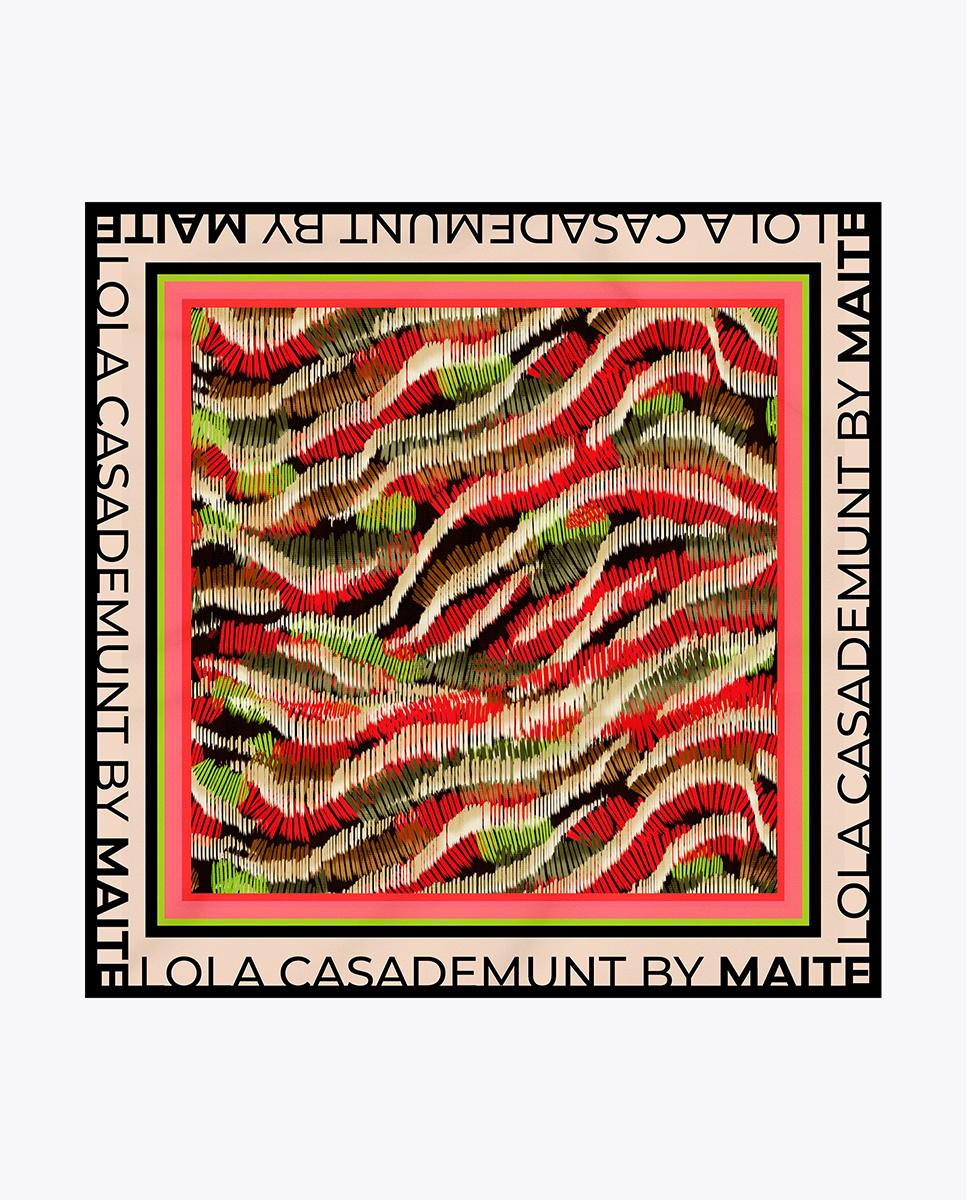 Pañuelo en satén con estampado de líneas - Lola Casademunt - Multicolor Multicolor-1