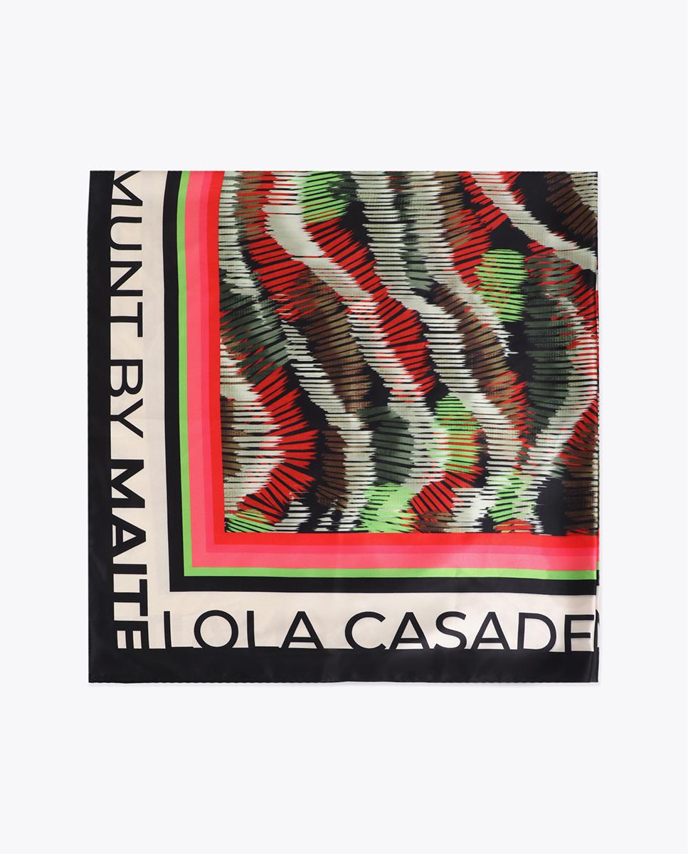 Pañuelo en satén con estampado de líneas - Lola Casademunt - Multicolor Multicolor-3