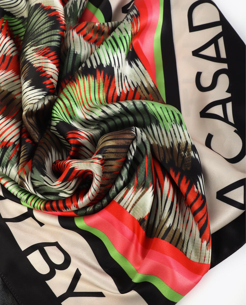 Pañuelo en satén con estampado de líneas - Lola Casademunt - Multicolor Multicolor-4