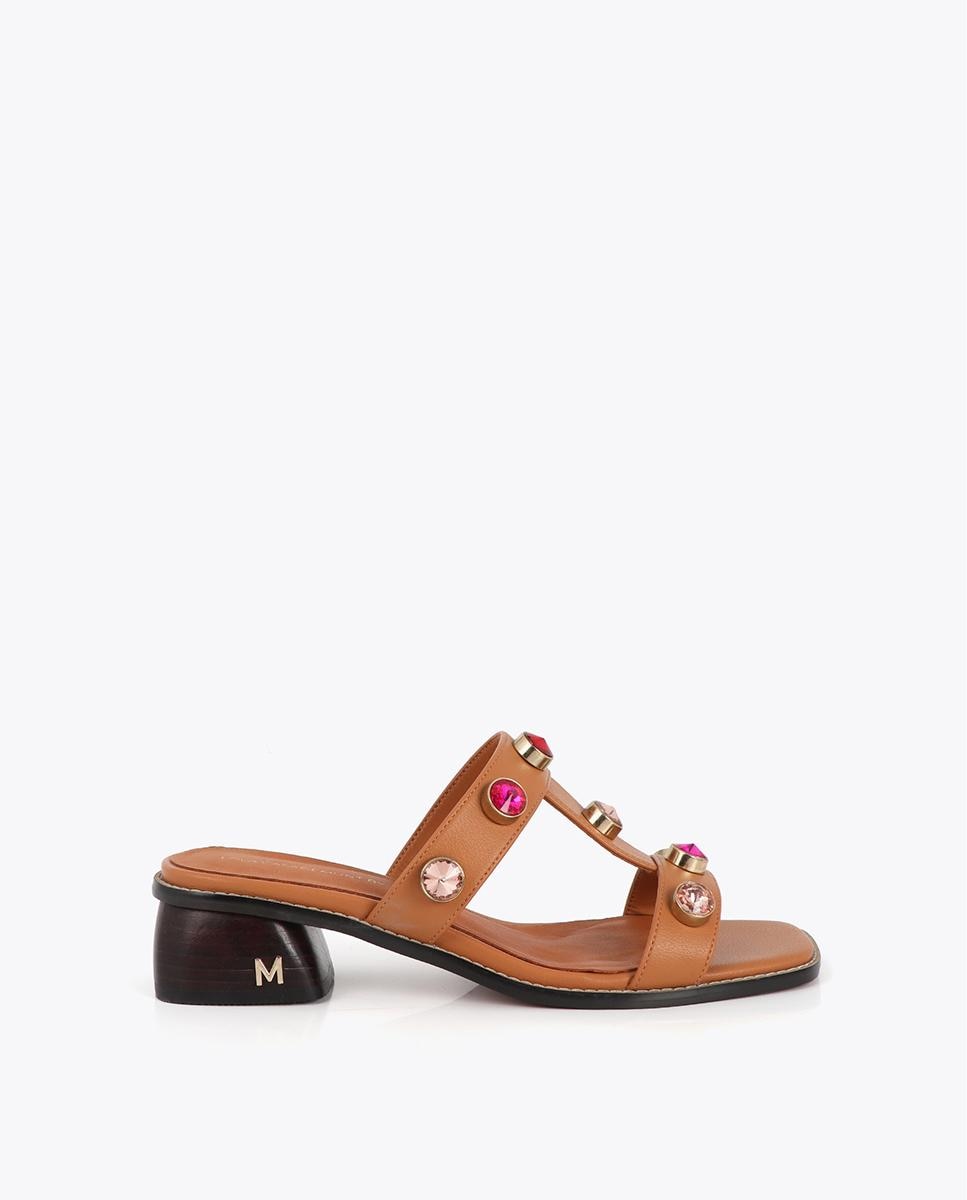 Lola Casademunt - Sandalias de tacón de mujer con maxi cristales de colores.