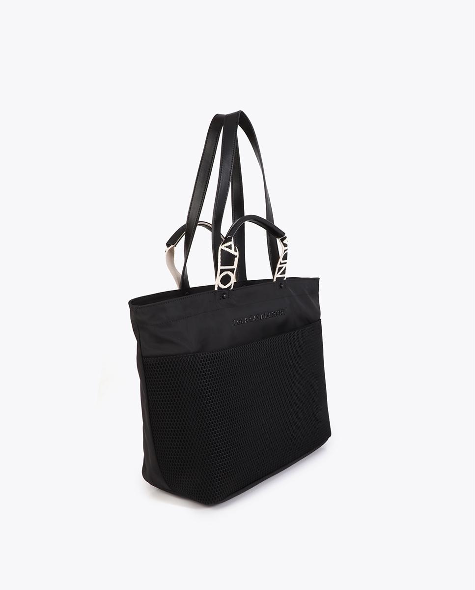 Bolso shopper con bolsillos exteriores de malla y asas reforzadas - Lola Casademunt - Negro Negro-3