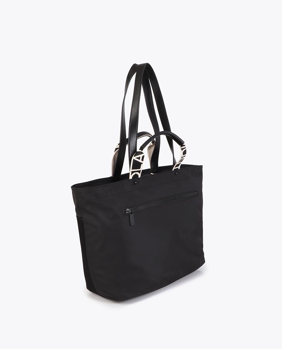 Bolso shopper con bolsillos exteriores de malla y asas reforzadas - Lola Casademunt - Negro Negro-4