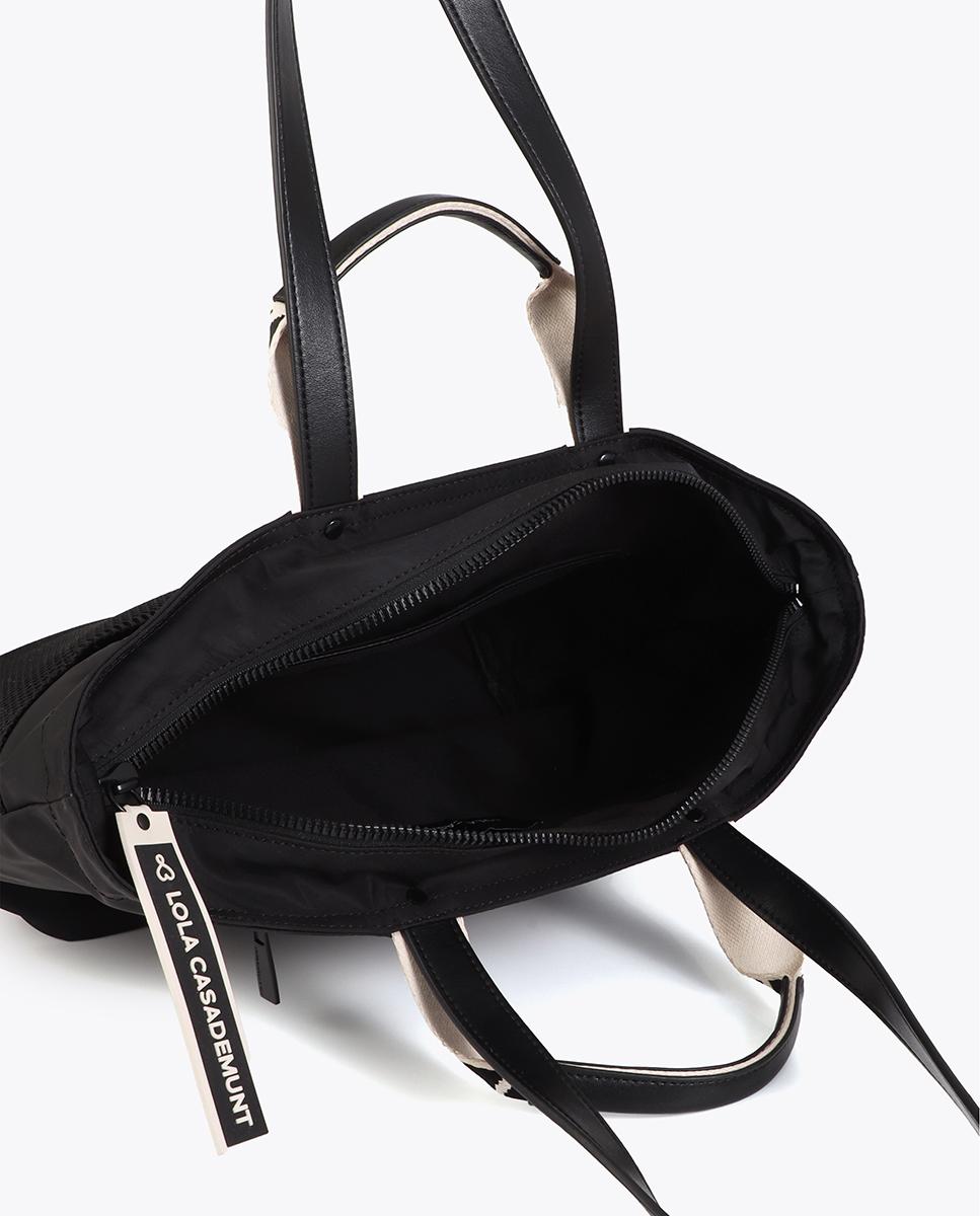 Bolso shopper con bolsillos exteriores de malla y asas reforzadas - Lola Casademunt - Negro Negro-5