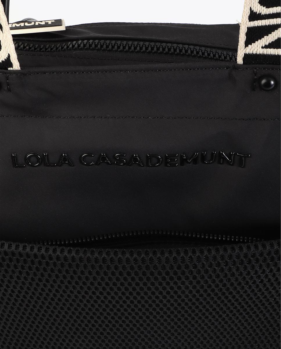 Bolso shopper con bolsillos exteriores de malla y asas reforzadas - Lola Casademunt - Negro Negro-6