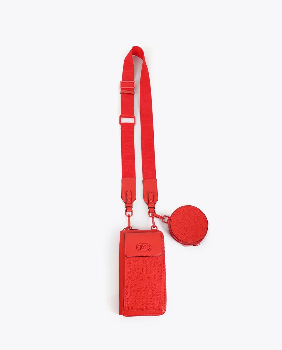 Imagen 0 de Bolso para móvil pespuntes logo con correa ajustable Rojo