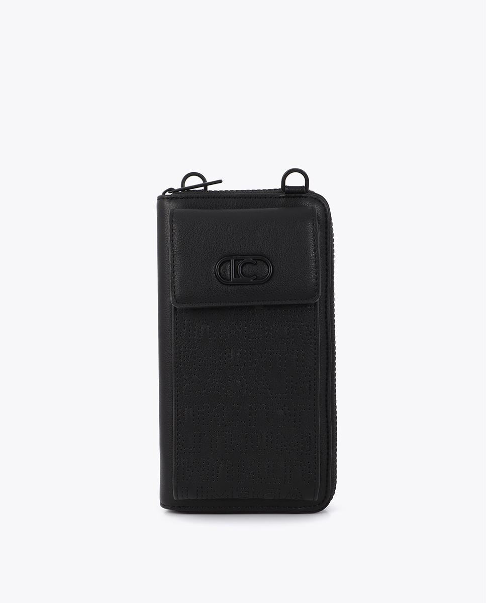 Bolso para móvil pespuntes logo con correa ajustable - Lola Casademunt - Negro Negro-3