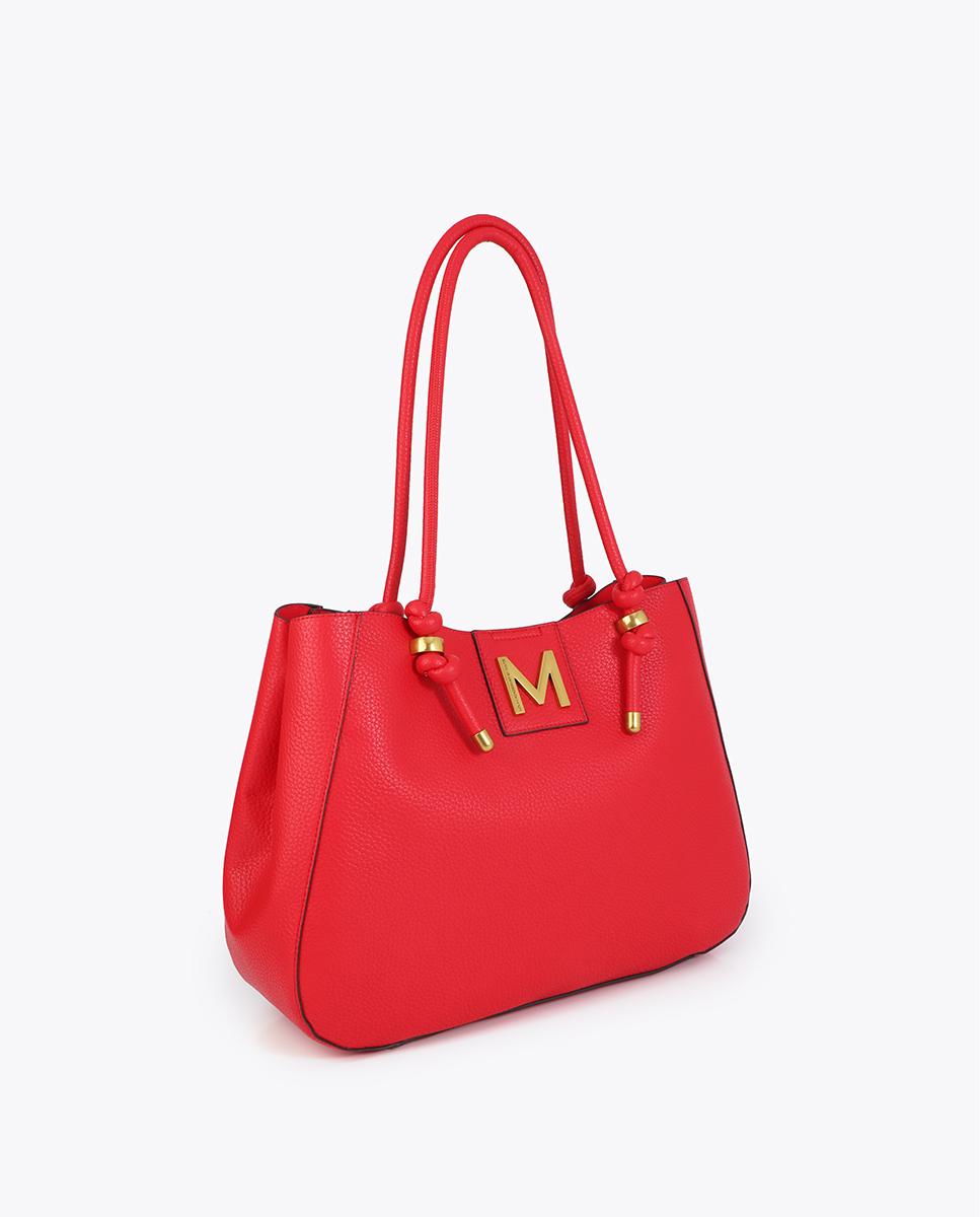 Bolso shopper con detalles metálicos dorados y asas largas - Lola Casademunt - Rojo Rojo-3