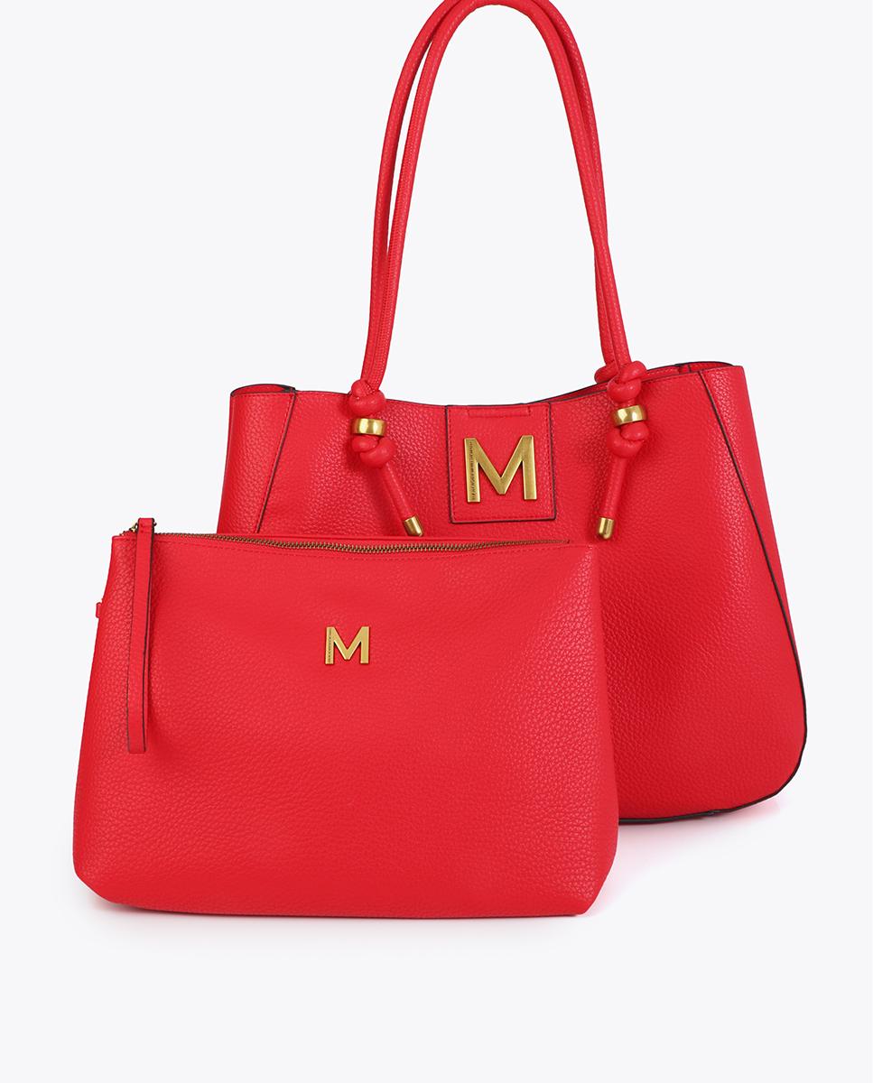 Bolso shopper con detalles metálicos dorados y asas largas - Lola Casademunt - Rojo Rojo-6