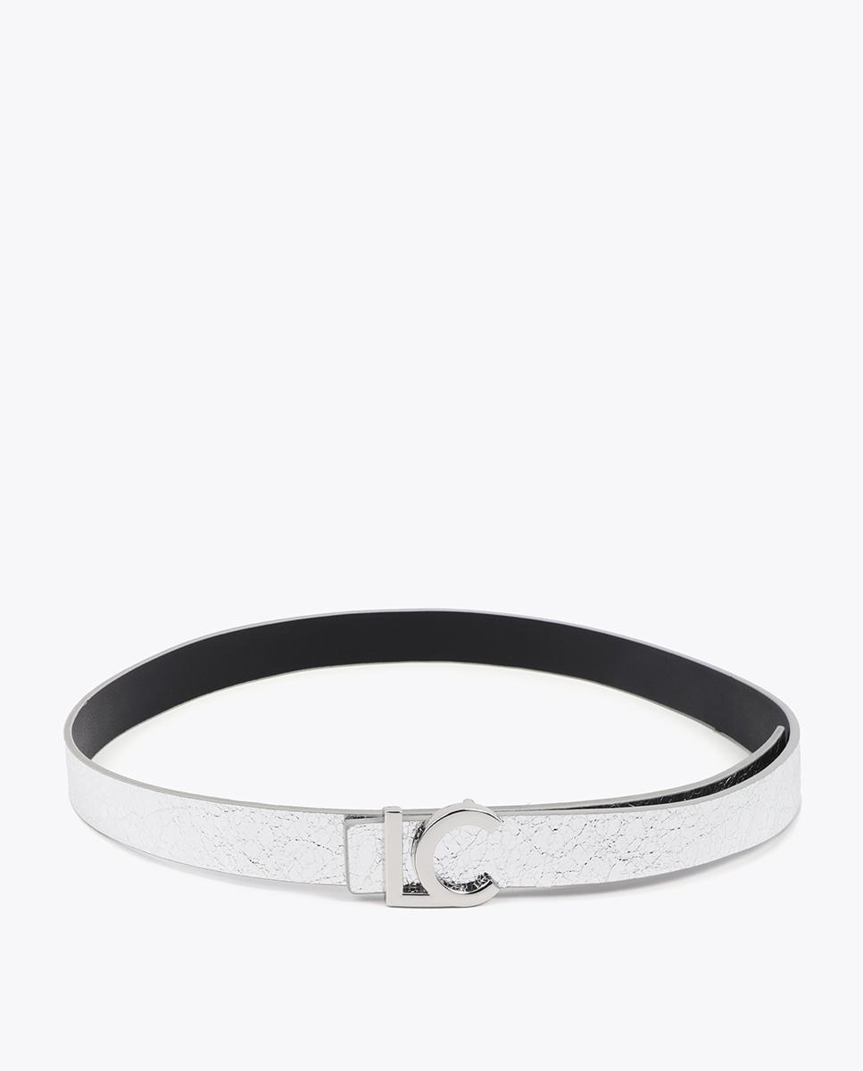 Imagen 0 de Cinturón de mujer reversible con hebilla logo Plata