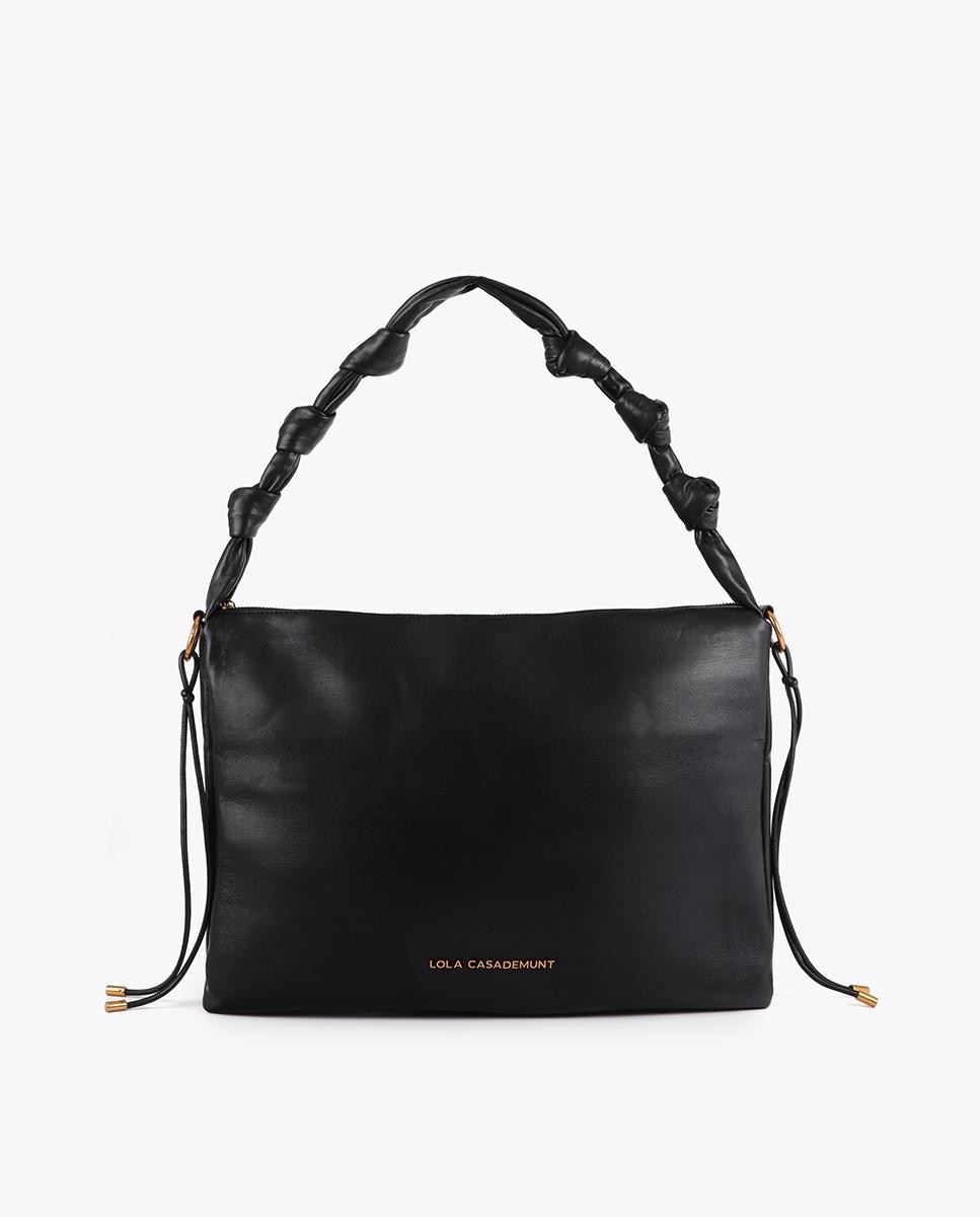 Funda para portátil minimalista con asa de nudos y asa bandolera - Lola Casademunt - Negro Negro-1