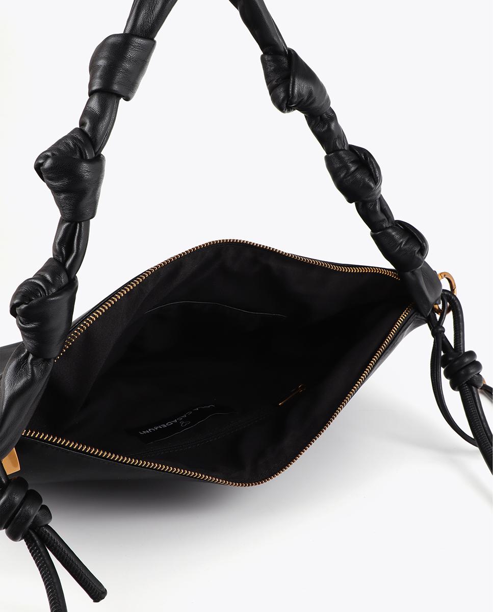 Funda para portátil minimalista con asa de nudos y asa bandolera - Lola Casademunt - Negro Negro-5