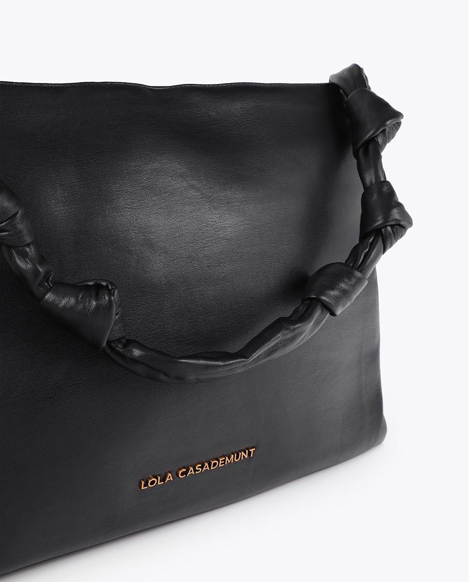 Funda para portátil minimalista con asa de nudos y asa bandolera - Lola Casademunt - Negro Negro-6