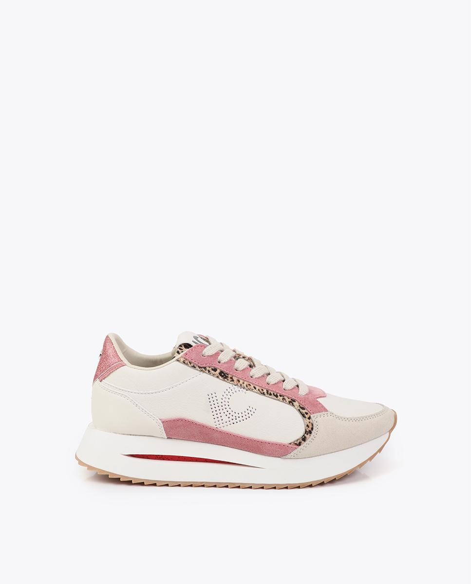 Zapatillas plataforma de mujer combinada con cierre de cordones - Lola Casademunt - Rosa Rosa-1