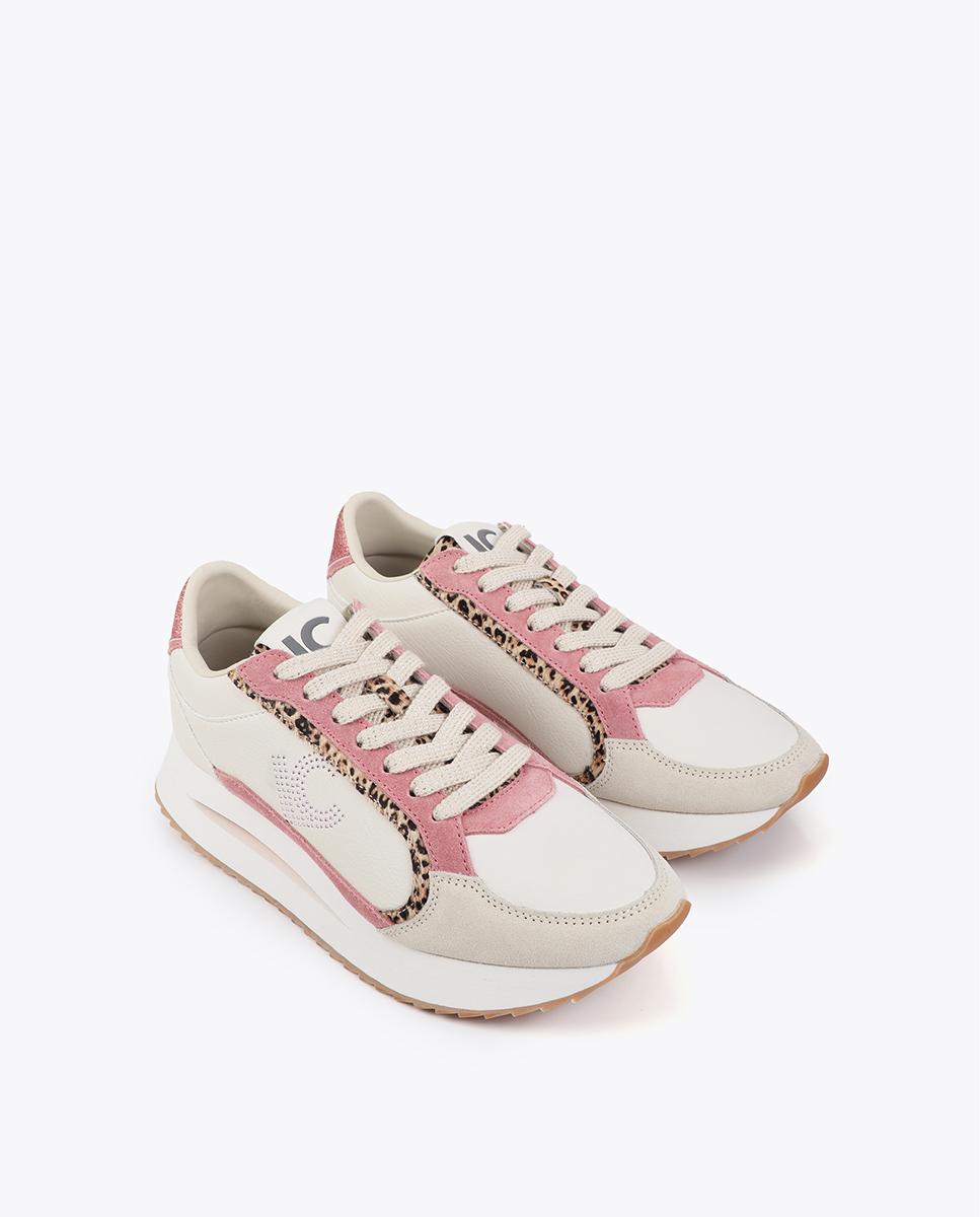 Zapatillas plataforma de mujer combinada con cierre de cordones - Lola Casademunt - Rosa Rosa-3