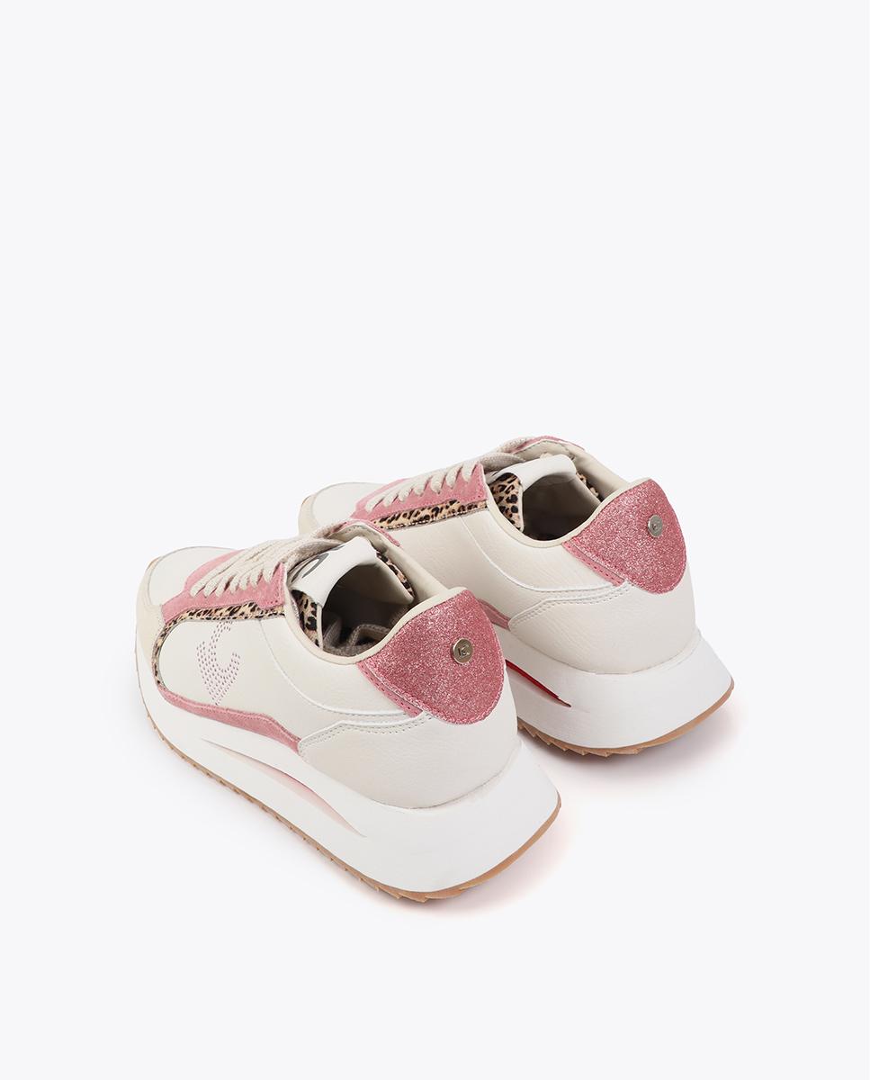 Zapatillas plataforma de mujer combinada con cierre de cordones - Lola Casademunt - Rosa Rosa-2