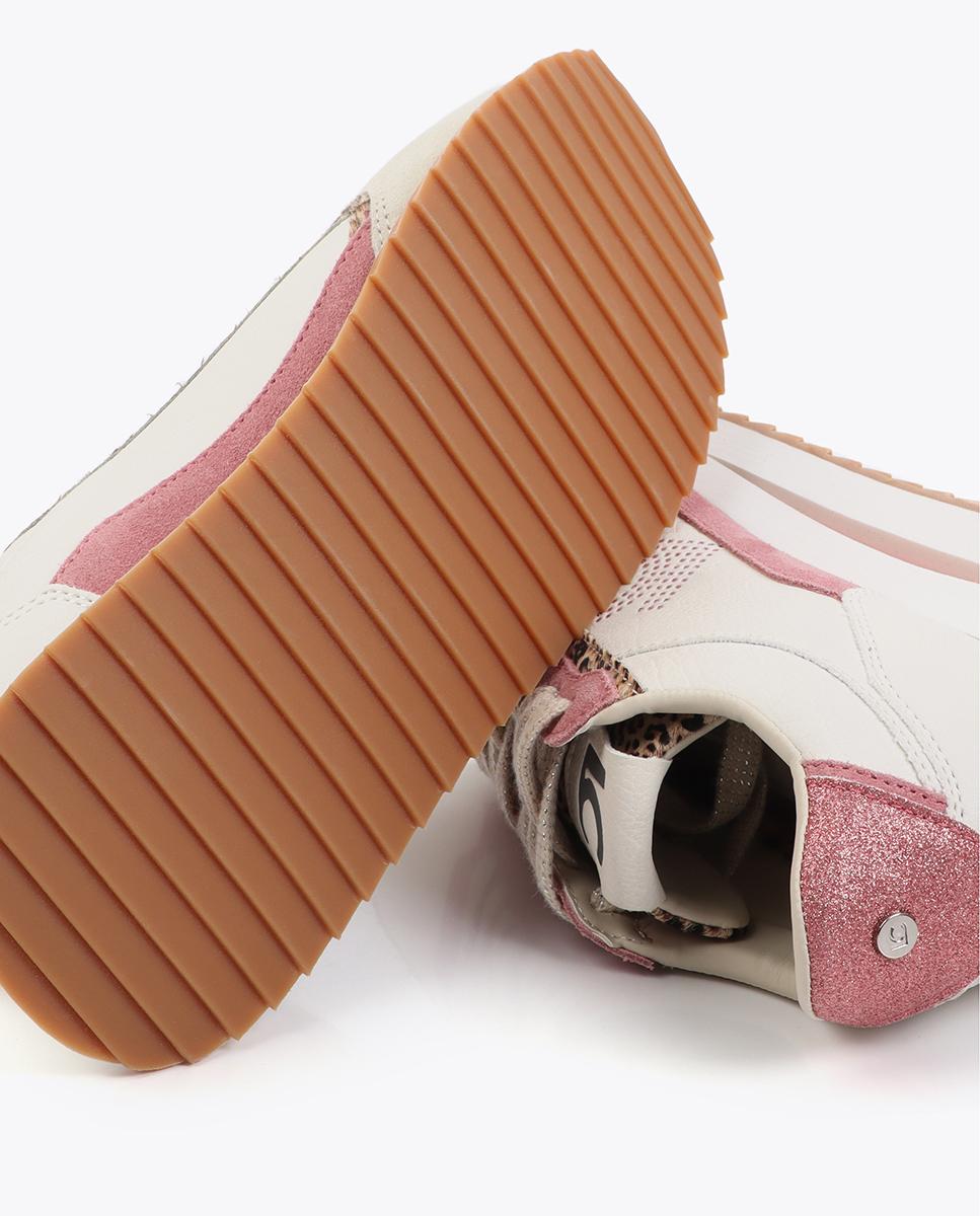 Zapatillas plataforma de mujer combinada con cierre de cordones - Lola Casademunt - Rosa Rosa-5