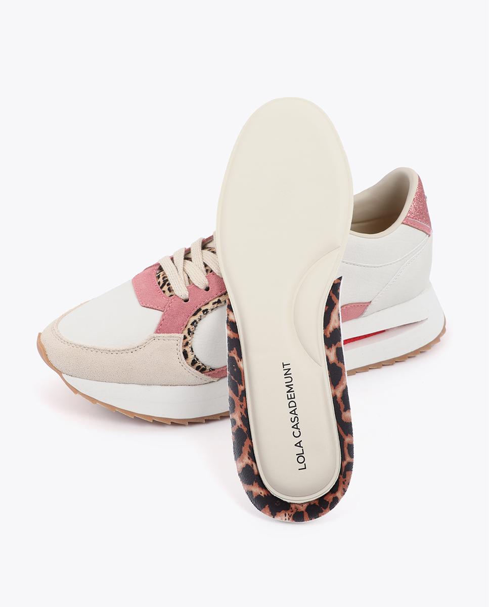 Zapatillas plataforma de mujer combinada con cierre de cordones - Lola Casademunt - Rosa Rosa-6