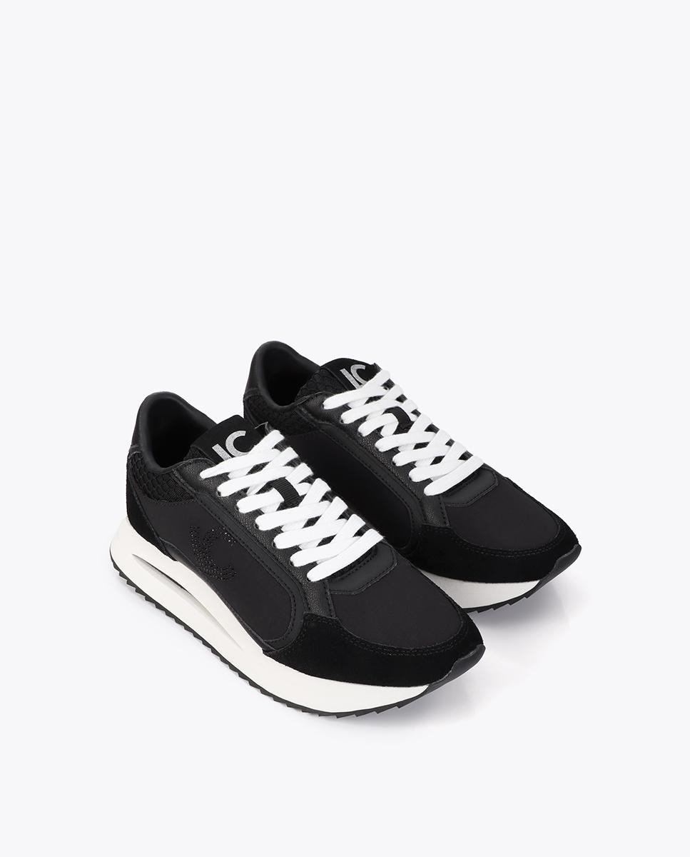 Zapatillas plataforma de mujer combinada con cierre de cordones - Lola Casademunt - Negro Negro-3